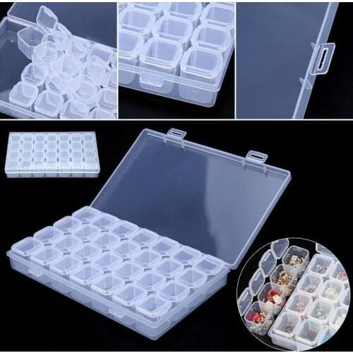 Sunshine 28 Slots Clear Plastic Adjustable Jewelry Storage Box Case Organizer Beads