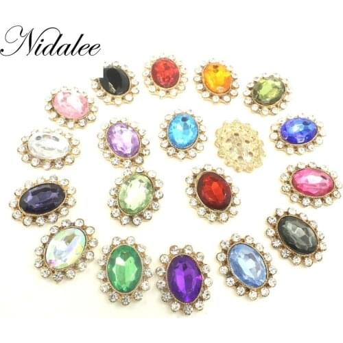 Nidalee Gold Rhinestone Button Iron on Diamante Bridal Appliques Wholesale Crystal Patches Trim Beaded Hotfix Jewelry Transfers