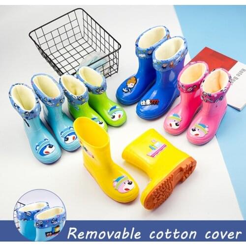 Rain boots kids boys and girls fashion water shoes rubber shoes non-slip warm baby rain boots rain boots for boys cute