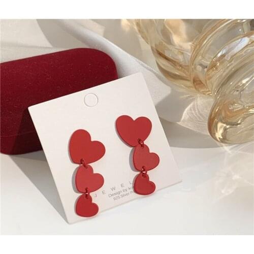 Trendy Long Heart Drop Earrings Korean Cute Love Dangle Earring For Woman Brincos Fashion Jewelry gifts 2020 New