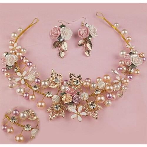 Bridal Headband Pearl Flower Crystal Rhinestone Wedding Clip Hair Band HandmadOI