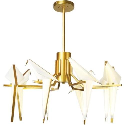 LED Postmodern Iron Acryl White Gold Love Bird Designer Lustre Chandelier Lighting For Dinning Room Foyer