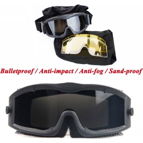 Tactical Paintball CS Airsoft Sport Ballistic Protection Goggles UV400 Outdoor Sport Glasses Shooting Eyewear 3 Lens