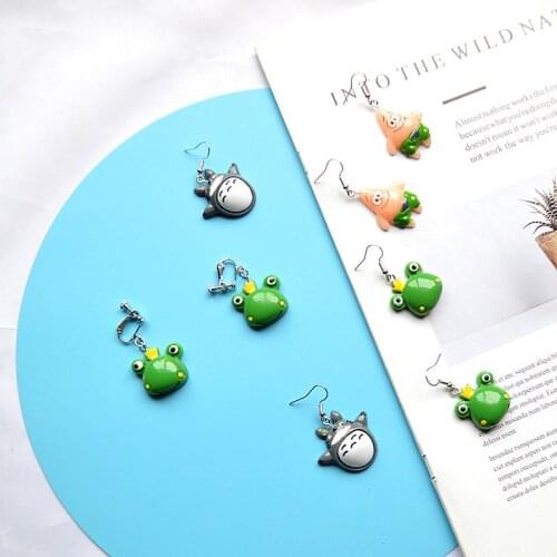 Creative Childishness Emulational Funny Animal Earrings Exquisite Simple Amusing Totoro Fat Star Frog Earrings