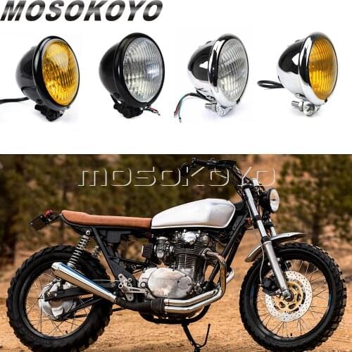 Universal E4 4.5Inch Motorcycle Headlight Bates Amber High Low Beam Head Lamp for Harley Bobber Honda Yamaha Kawasaki Cafe Racer
