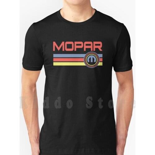 Mopar Vintage Stickers T Shirt Diy Big Size 100% Cotton Mopar Srt Hellcat Demon Car Old Retro Motorsport Challenger Charger V8