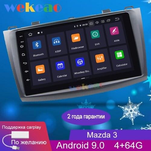 Wekeao Touch Screen 9'' 1Din Android 9.0 Car Dvd Multimedia Player For Mazda 3 Car Radio Auto GPS Navigation 2010-2013 Bluetootn