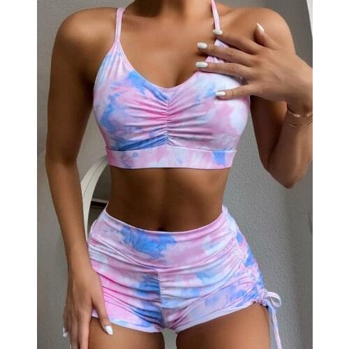 High Waisted Bikini Push Up Swimwear Tie Dyeing Two Pieces Swimsuit Women Summer Girls Bathing Suits Biquini Maillot De Bain
