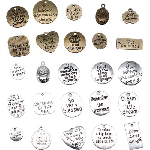 10pcs 20x21mm Pendant You Are Always In My Heart Engraved Letter Pendants Handmade DIY Jewelry Findings Accessories