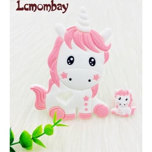 2pcs/set BPA Free Cartoon Animal Unicorn Teether Beads Pacifier Clip Baby Oral Care Nurse Toys