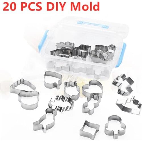 20pcs/set Stainless Steel Cookie Biscuit DIY Mold Heart Round Flower Shape Cutter Baking Decorating Mould Christmas Cookie Tools