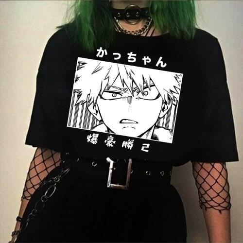 2021 Anime My Hero Academia Bakugou Katsuki Printed Short Sleeve T Shirt Tops Harajuku