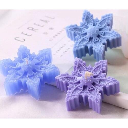 3D Christmas Snowflake Silicone Soap Molds Candle Making Tools DIY Fondant Cake Craft Candle Wax-Resin Handmade Silicone Forms