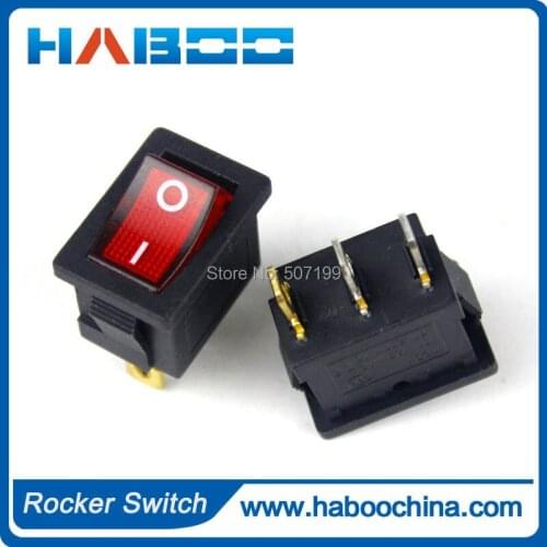 5pcs/llot lighting rocker switch 3pins red color 2position mini switch
