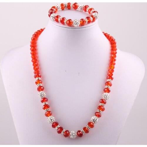 Free shipping New arrival 8mm,10mm crystal glass beads and pave ball &crystal spacers roundle necklace bracelet jewelry set