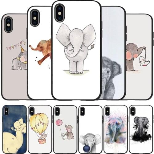 Elephant Nursery Art black Silicone Phone Case For iPhone 12 XR XS Max 5 5S SE 2020 6 6S 7 8 PLUS X 11Pro Max 11 Cover