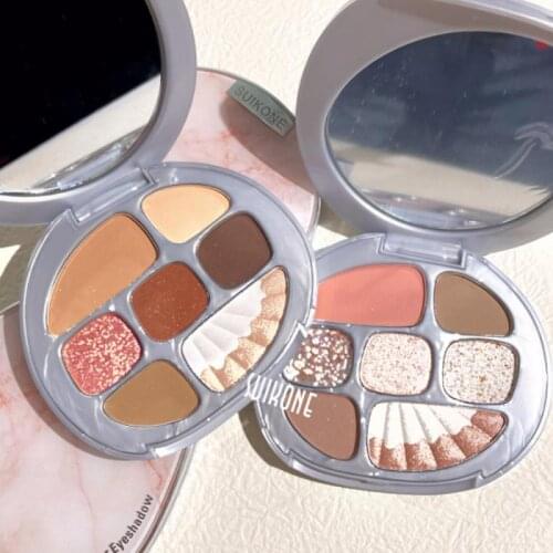 Color Shell Amber Eyeshadow Palette Eye Makeup Glitter Matte Shimmer Long Lasting Highlighter Blush Eye Shadow Makeup Tool TSLM1