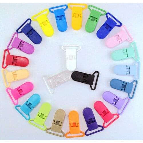 48 pcs Eco-friendly Plastic Baby Pacifier Clips Holder Mix Colors Dummy Soother Clip Transparent 25MM Bib Clip Free Shipping