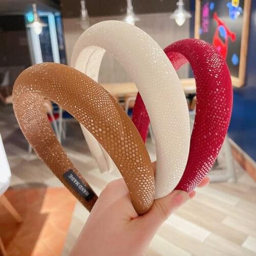 European Style Thick Sponge Bright Dots Exaggerated Hairbands Fashionable Soft Leather Comfortable Chic Headwear Wash Face