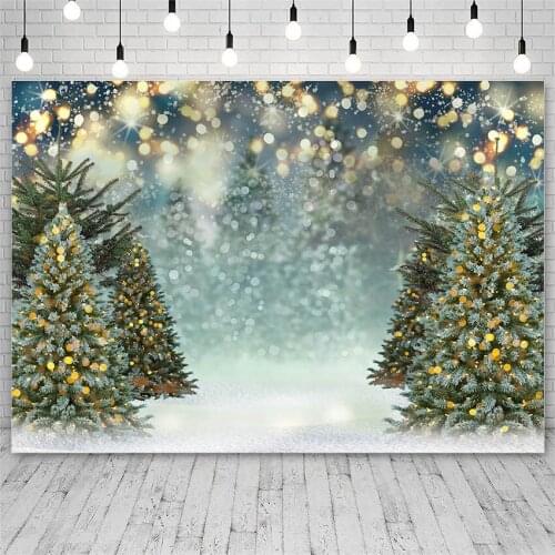 Avezano Backdrops Merry Christmas Tree Winter Light Bokeh Shiny Photography Backgrounds Photo Studio Photozone Photocall Decor