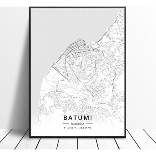 Batumi Kutaisi Tbilisi Georgia Canvas Art Map Poster