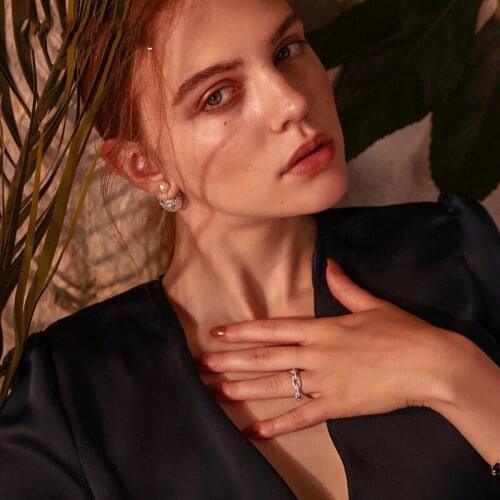 Gold Color Round Circle Link Chain Shape Rings Unique Pave Cz Geometric Simple Minimal Nice Ring For Women Girl JewelryWholesale