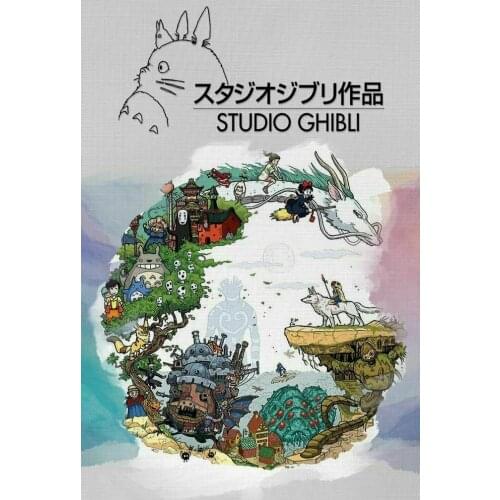 Hot Japan Anime Studio Ghibli Tribute Classic Comic Movie Silk Fabric Wall Poster Art Decor Sticker Bright