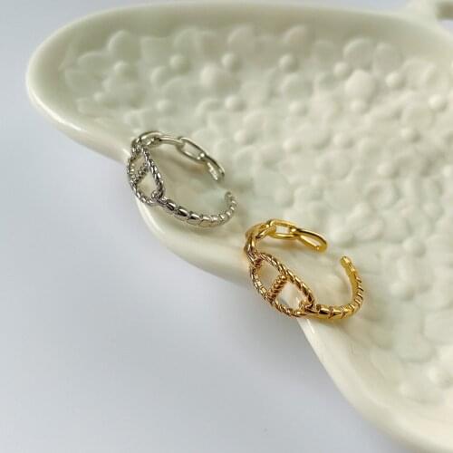 Trendy 925 Sterling Silver Chain Rings for Women Couples Vintage Handmade Twisted Geometric Finger Jewelry Party Gifts