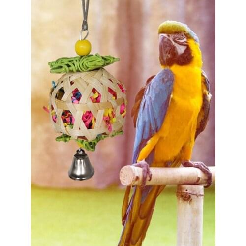 3PCS Combination Parrot Toys Set Bird Articles Parrot Bite Toy Bird Toys Combined Parrot Safe Rattan Biting Chopping Toys