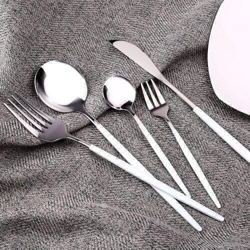 4-5-24Pcs/ Sets Tableware Stainless Steel Kitchen Utensils Cutlery Lunch Dishes Complete Dinner Knife Spoons Fork Dinnerware