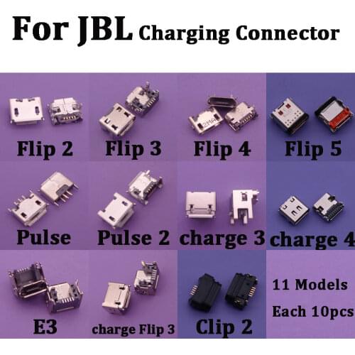 10pcs for JBL Charge 3 Flip 4 3 2 Pulse 2 5 flip4 Bluetooth Speaker female pin 5pin Micro USB Jack Charging Connector socket