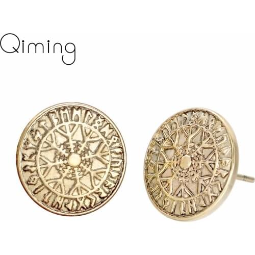 Rune Trendy fashion Earrings 2020 New Style Antique fashion Viking Earrings For Women Men Jewelry Compass Stud Earring
