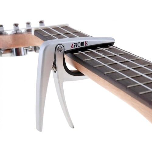 Silver Zinc Alloy Ukulele Capo with High Grade Steel Spring and Perfect Silicon Cushion
