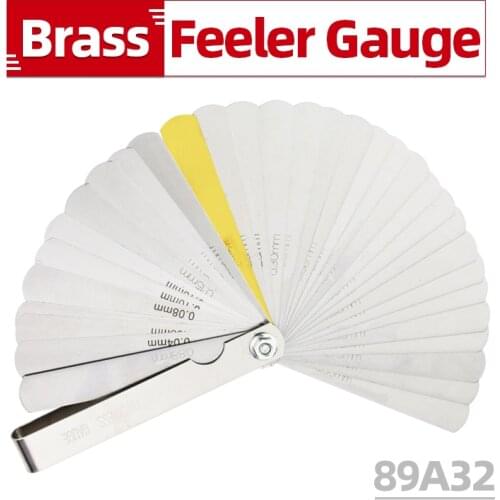 89A32 Feeler Gauge Inch Metric Thickness Gauge Spring Alloy Steel Contains Brass Sheet Blade Gap Valve Clearance Adjustment Tool