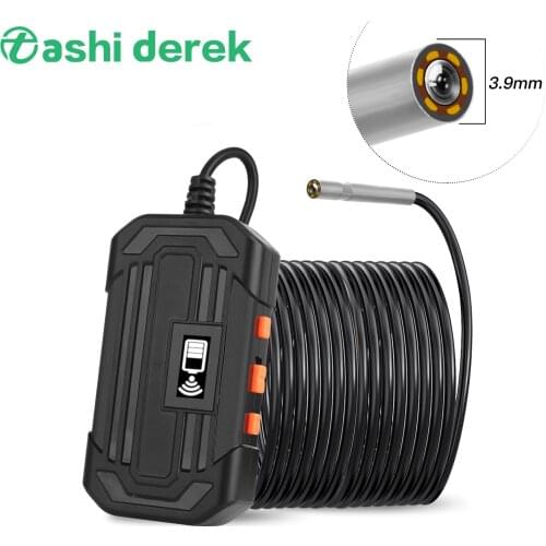 Wifi Ragid Cable Inspetion Endoscope Borescope Camera with 3.9mm Tiny Camera and 6 LEDS Waterproof Pipe Camera Phone Viewing