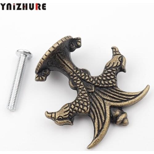 YNIZHURE Antique Pull Bronze Retro Eagle Knobs Hook Creative Alloy Kitchen Drawer Cabinet Door Retro Handle With Screw 2PCS