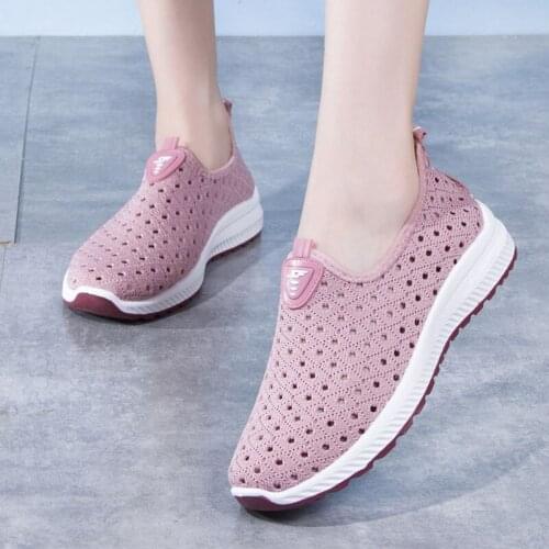 Shoes Women Summer Cloth Shoes Womens Shoes Breathable Hollow Mesh Casual Sneakers Women Middle-aged Mom Shoes Zapatos De Mujer