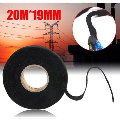 1pc Heat-resistant Wiring Harness Tape Looms Wiring Cloth Fabric Tape Adhesive Cable Protection 20M*19mm For Electrical Supplies