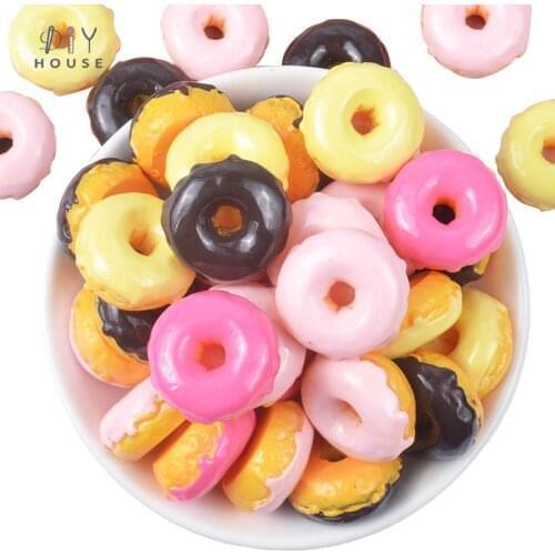 10-30Pcs Simulation Donut Color Flat Back Resin Flake DIY Craft Supplies Phone shell Decor Material Headwear Hair Accessories