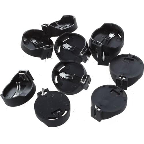 10pcs Black Plastic Round Button Battery Holder Case for for single CR/LIR2032 2025 2016 button battery