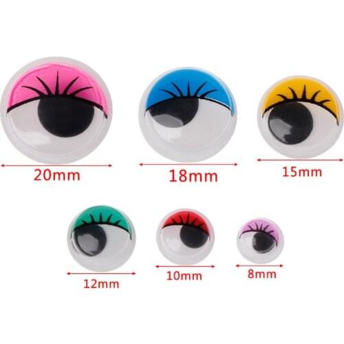 100Pcs 8-20mm Plastic Active Bear Doll Puppet Safety Eyes With Eyelashes For Plush Animals Toy Making DIY Crafts R9JD