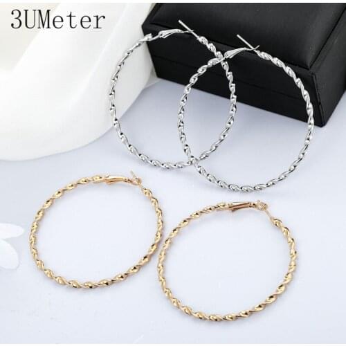 3UMeter 2019 New Exaggerated Wavy Hoop Earring For Women Hip Hop Big Circle Earrings Gold Silver Color Jewelry Gift DropShipping