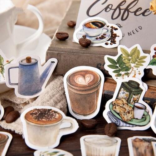 45pcs/pack Vintage Rooftop Coffee Shop Stickers Set Scrapbooking Stickers For Journal Planner Diy Crafts Scrapbooking Diary
