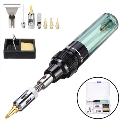 Wireless Welding Torch Butane Gas Soldering Iron Cordless Welding Tool Gas Soldering Iron Head Welding Torch Pen Tools Kit