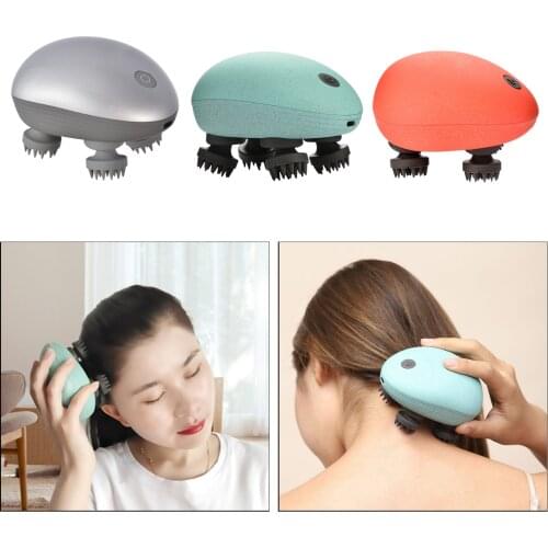 Wireless USB Silicone Hair Scalp Massager Body Kneading Massage Stress Relax Deep Tissue Stress Relieve Muscles Roller Massager