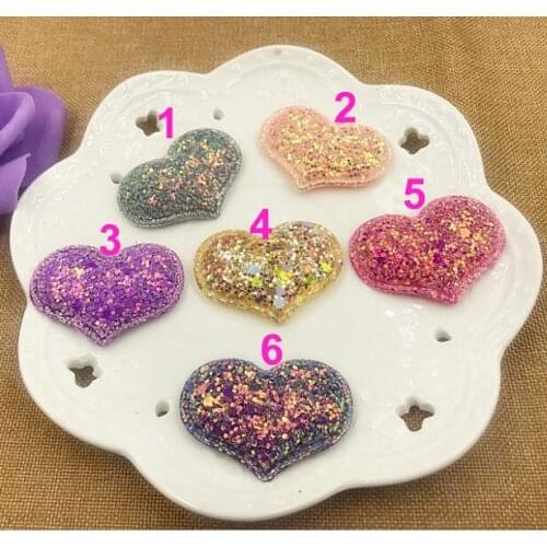 Sew on Glitter felt patches for clothes 4x3cm Heart padded applique 20pcs scrapbooking accessories