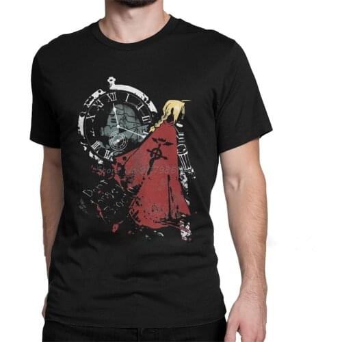 Fullmetal Alchemist T Shirt Men Cotton Vintage T-Shirt Elric Edward Brotherhood Anime Fma Manga Tees Short Sleeve Tops Plus Size