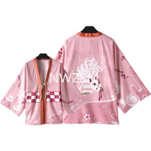 Demon Slayer anime surrounding feather weave kimono coat Kamado Tanjirou suit bathrobe quadratic element Cape pajamas
