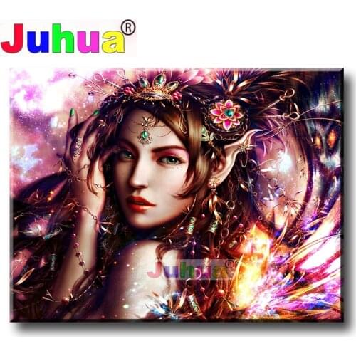 DIY Diamond Painting Fantasy Pink Fairy Diamond Mosaic Full Drill Square Diamond Embroidery Pictures Of Rhinestones Woman Art