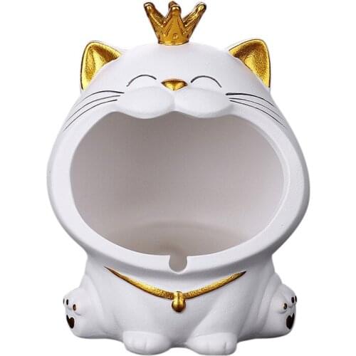 Home Cartoon Cat Ashtray Cute Creative Car Anti Fly Ash Ashtray Large Capacity Living Room Desktop Decoration Gift